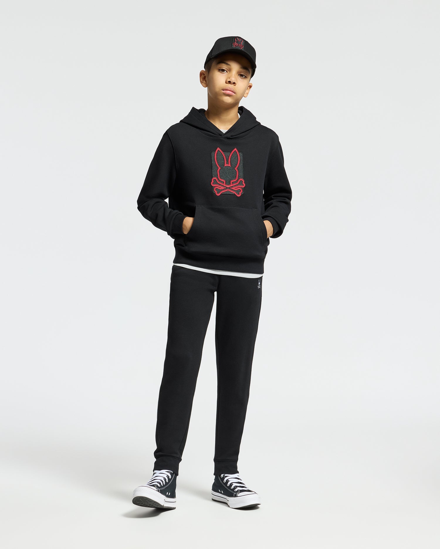 KIDS PIERCE EMBROIDERED CLASSIC FRENCH TERRY HOODIE - B0H135E200