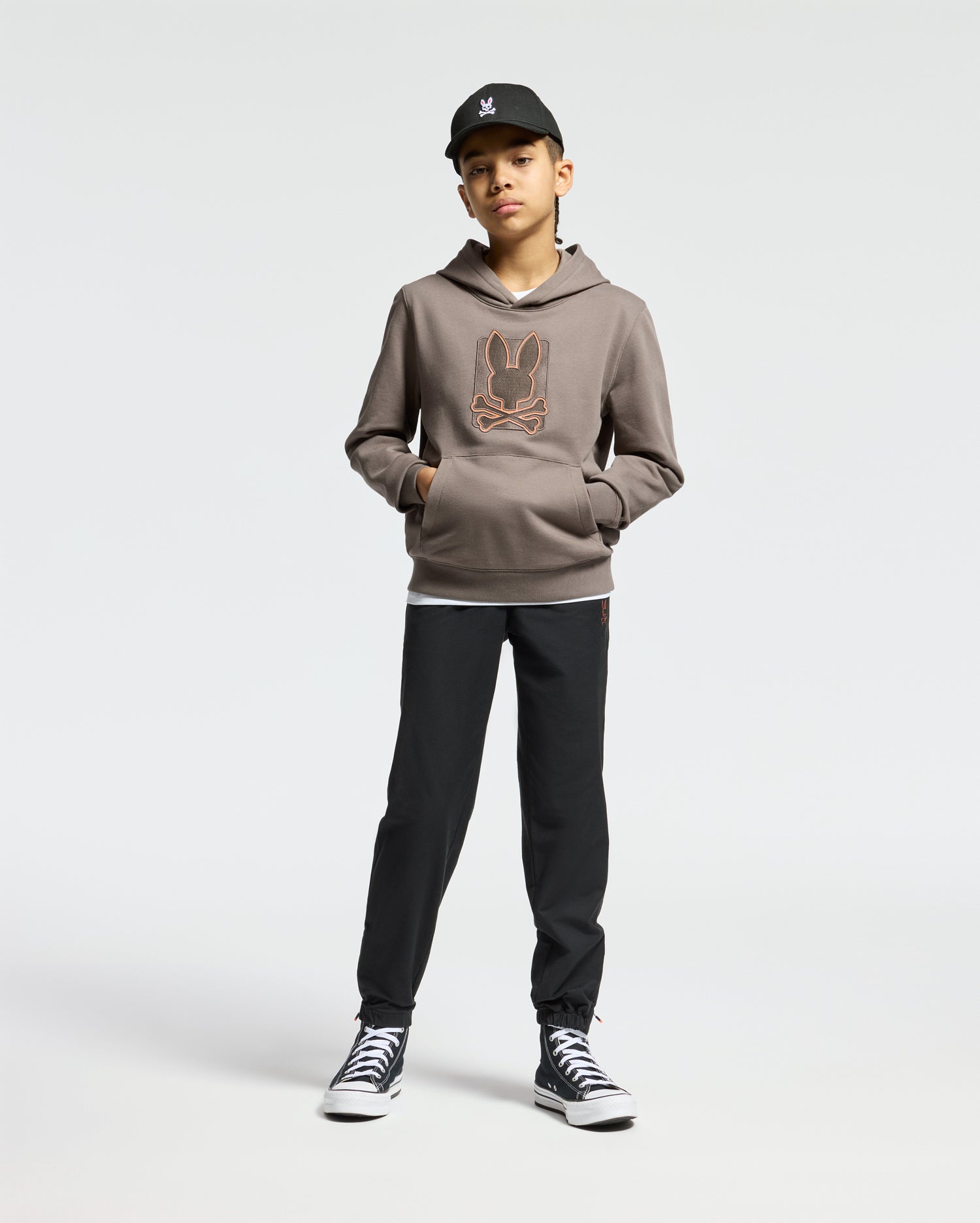 KIDS PIERCE EMBROIDERED CLASSIC FRENCH TERRY HOODIE - B0H135E200