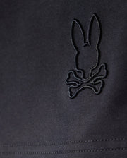A black Micro French Terry fabric featuring a rabbit and crossbones design, perfect for KIDS LIVINGSTON TERRY SWEATSHORT - B0R408B200 by Psycho Bunny that combines comfort and style.