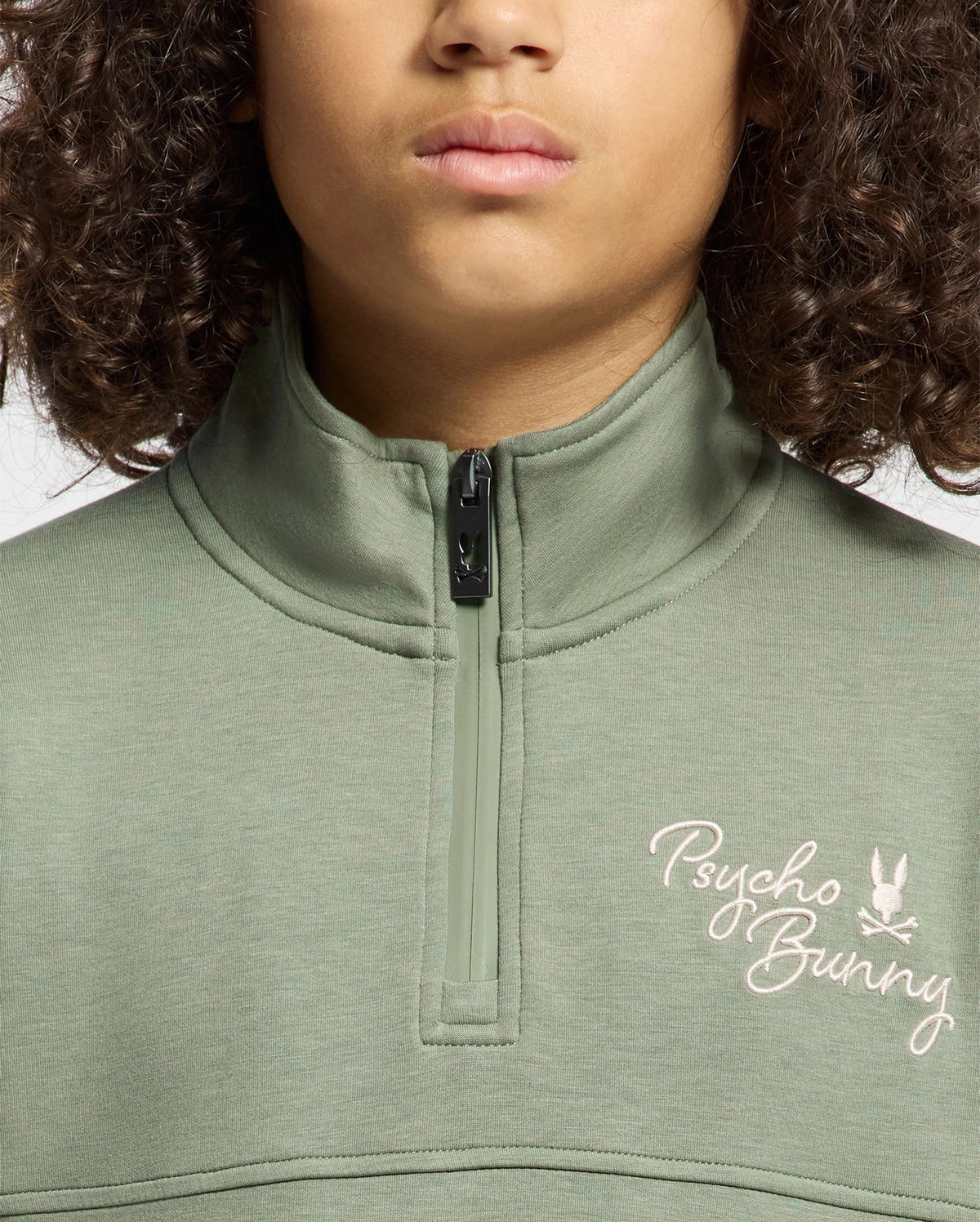 Kids | Kids' Desert 1/4 Mock Zip by Psycho Bunny, featuring a sleek design with an embroidered logo for a modern, stylish look.