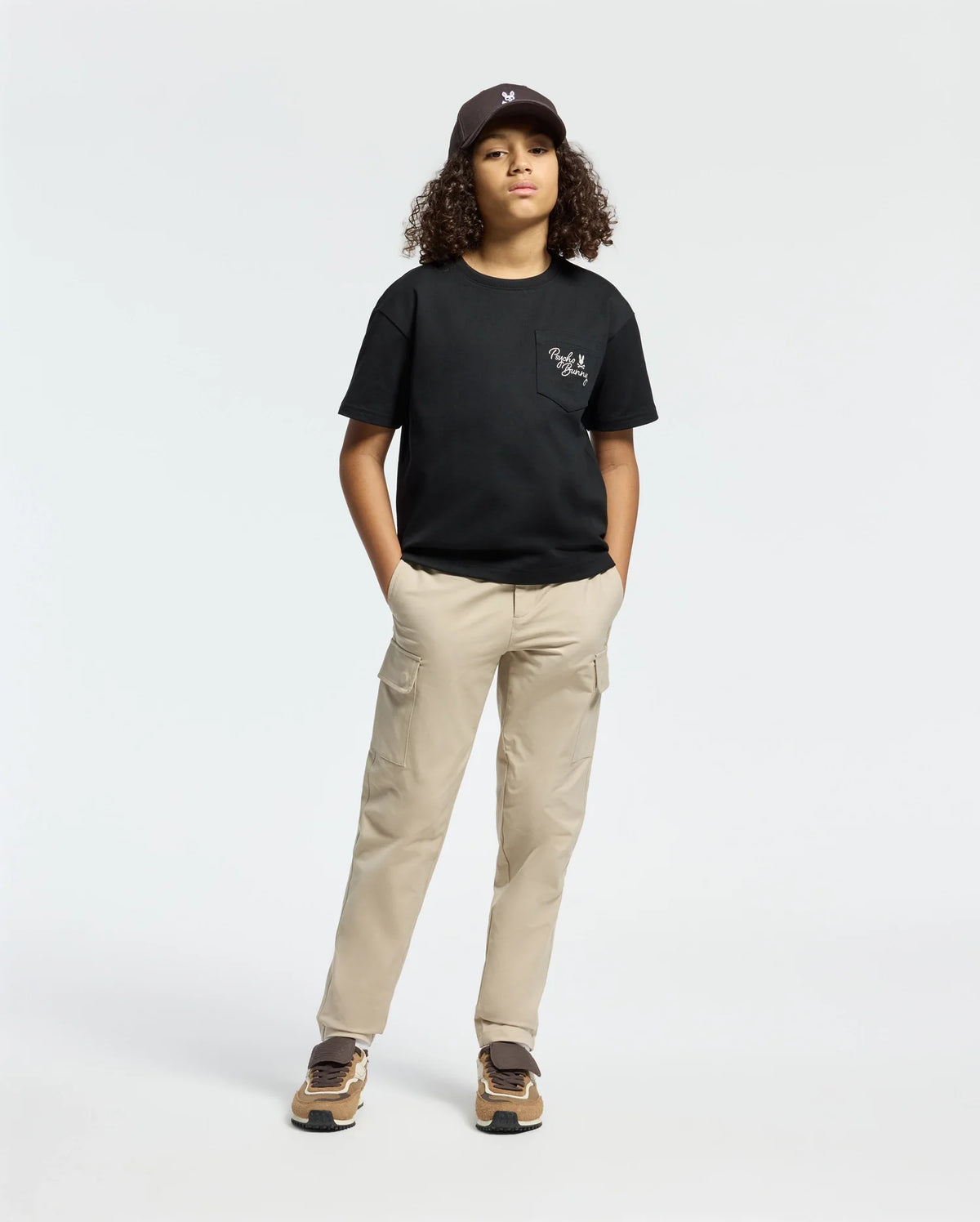 Kids | Kids' Desert Oversized Pocket Tee by Psycho Bunny, featuring a relaxed fit, chest pocket, and embroidered logo for a casual, stylish look.