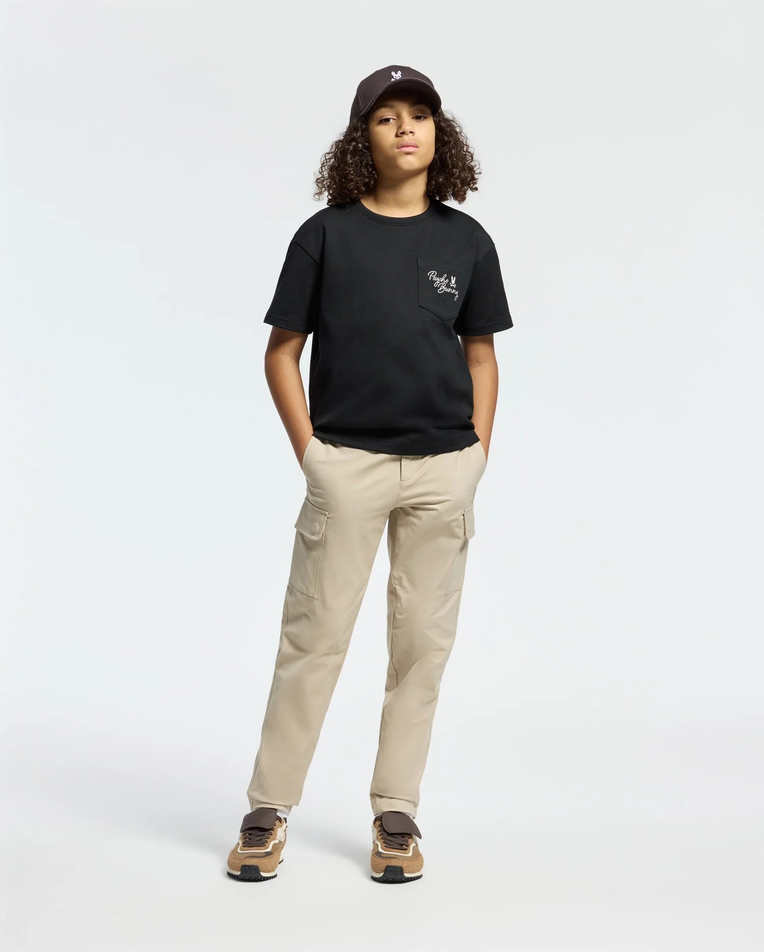 Kids | Kids' Desert Oversized Pocket Tee by Psycho Bunny, featuring a relaxed fit, chest pocket, and embroidered logo for a casual, stylish look.