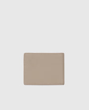 The Psycho Bunny Men's Leather Wallet (B6A868D200) is showcased closed against a simple white background, highlighting its minimalist design and craftsmanship with visible stitching neatly outlining the edges.