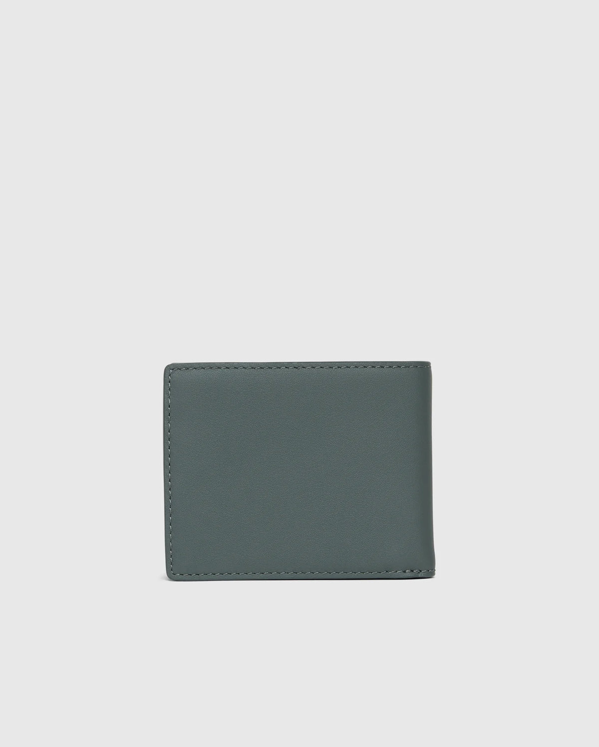 The MENS WORDMARK LEATHER WALLET - B6A868D200 by Psycho Bunny is showcased against a plain gray background. This men's stylish leather wallet features a contemporary green design with a sleek, smooth texture and meticulous stitching along the edges.