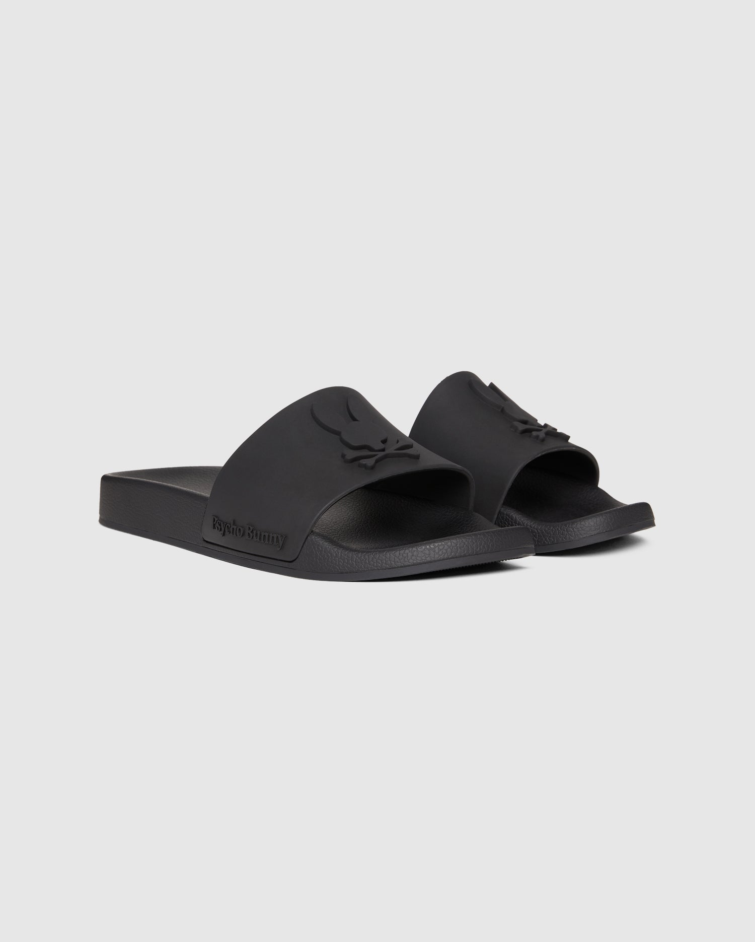front view of bunny logo slides in black
