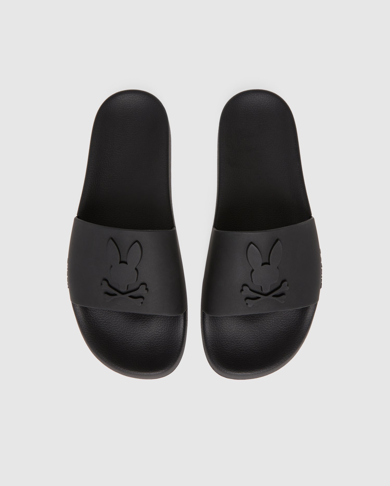 top view of bunny logo slides in black