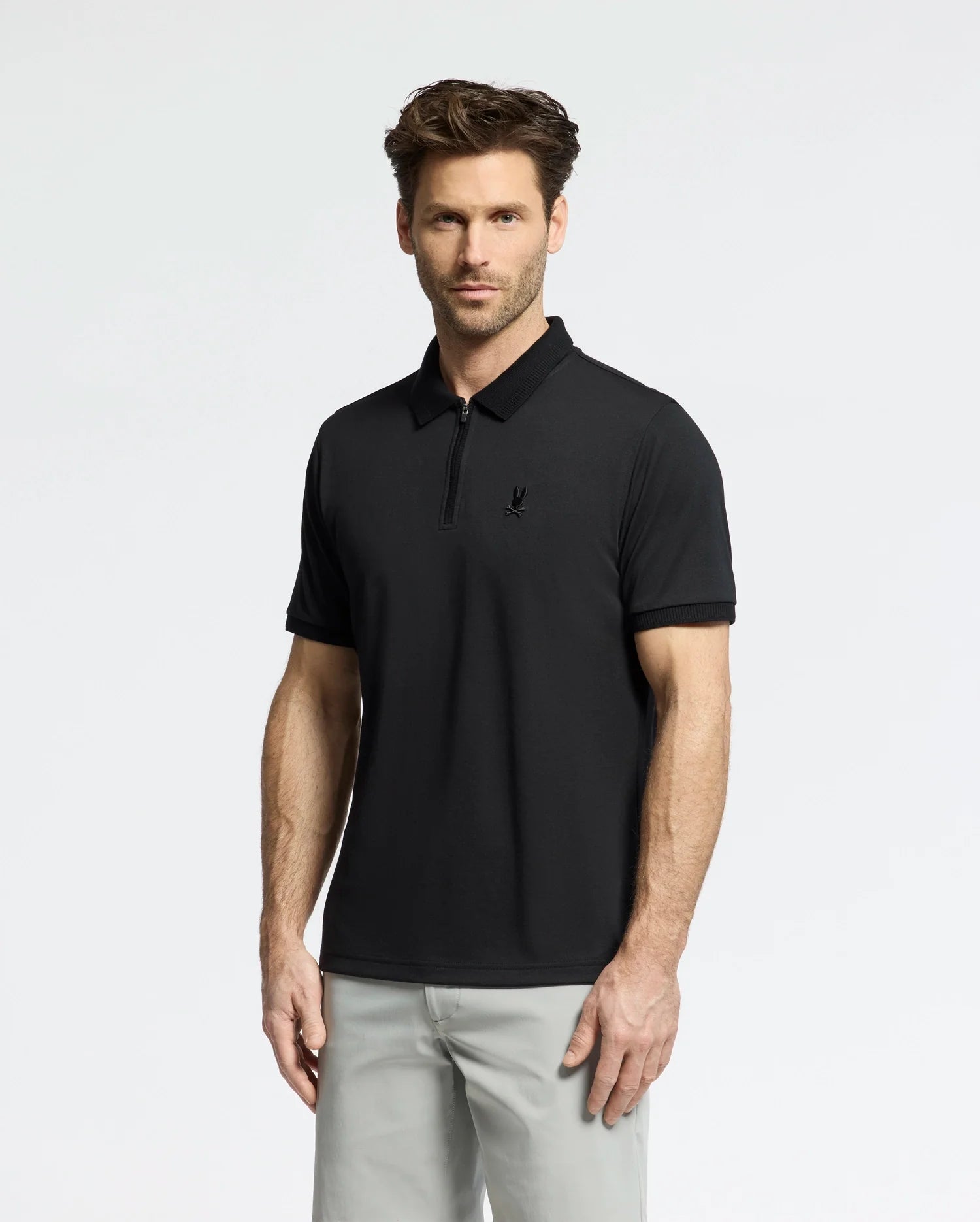 MENS TREVOR PERFORMANCE PIQUE ZIP UP POLO - B6K557F200