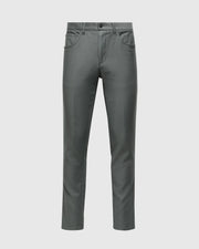 The MENS HAYS TWILL PANT - B6P894D200 by Psycho Bunny is showcased against a light gray backdrop. Made from a cotton-blend twill, these green pants boast a classic design with a button and zipper closure, front pockets, and belt loops. They offer a regular fit with a straight-leg cut.