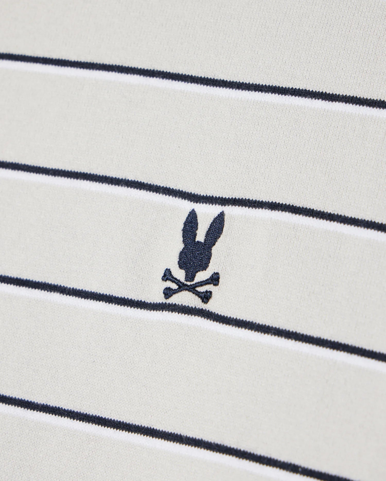 Logo patch detail of the mens pima cotton alton stripe heavy weight tee