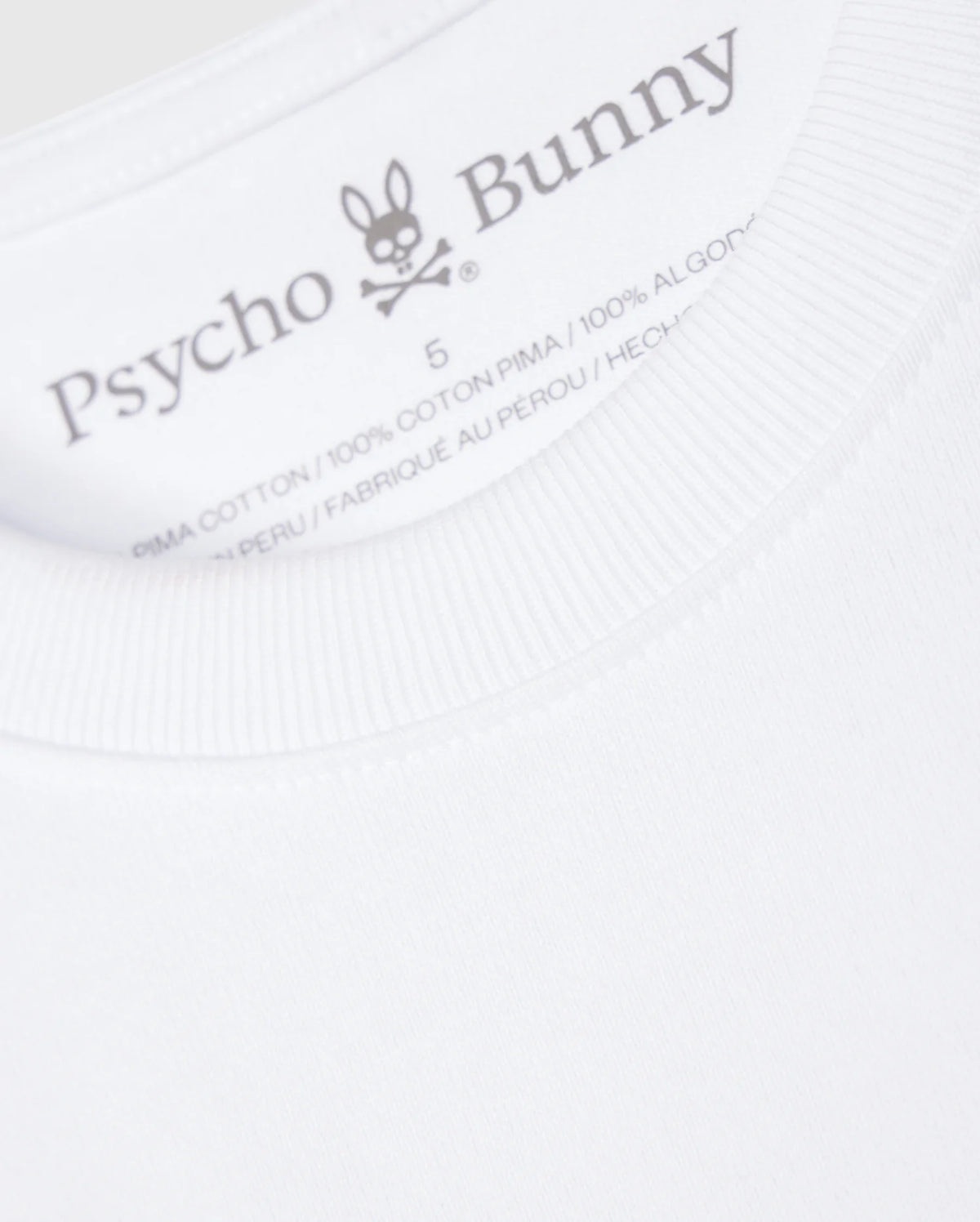 label detail of the 100% pima cotton windcrest heavy weight tee in white