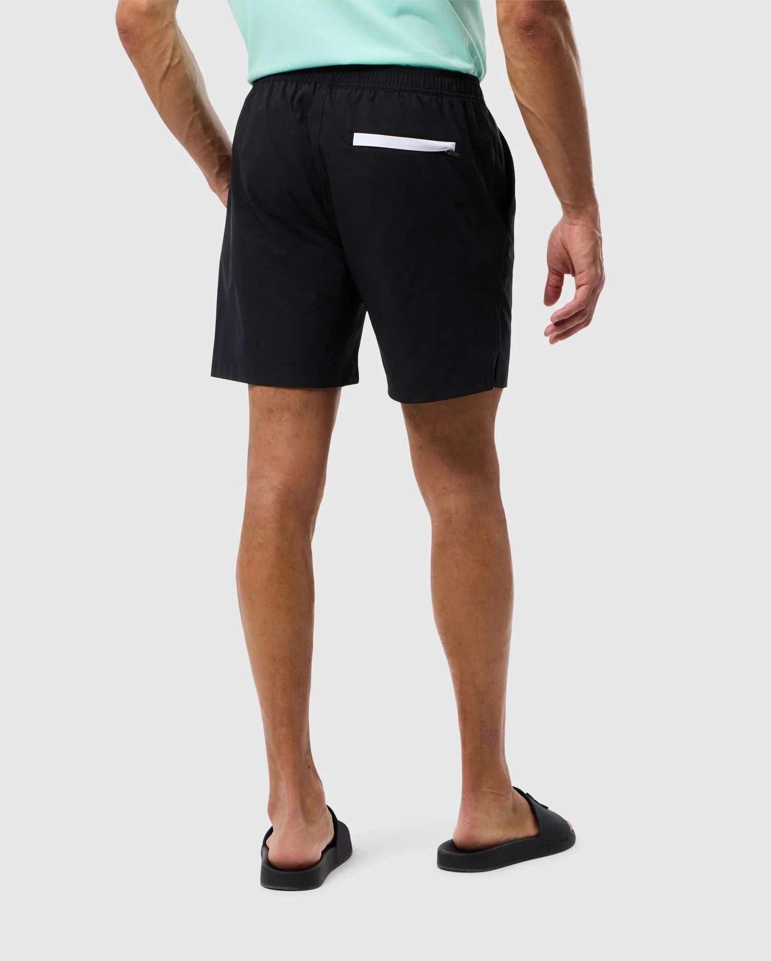 back on-model focus of the parker hydrochromic swim trunk
