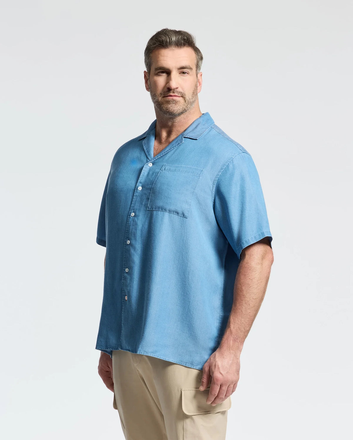 MENS BIG AND TALL KERVIN LIGHTWEIGHT DENIM WOVEN SHIRT - B9Q467F200