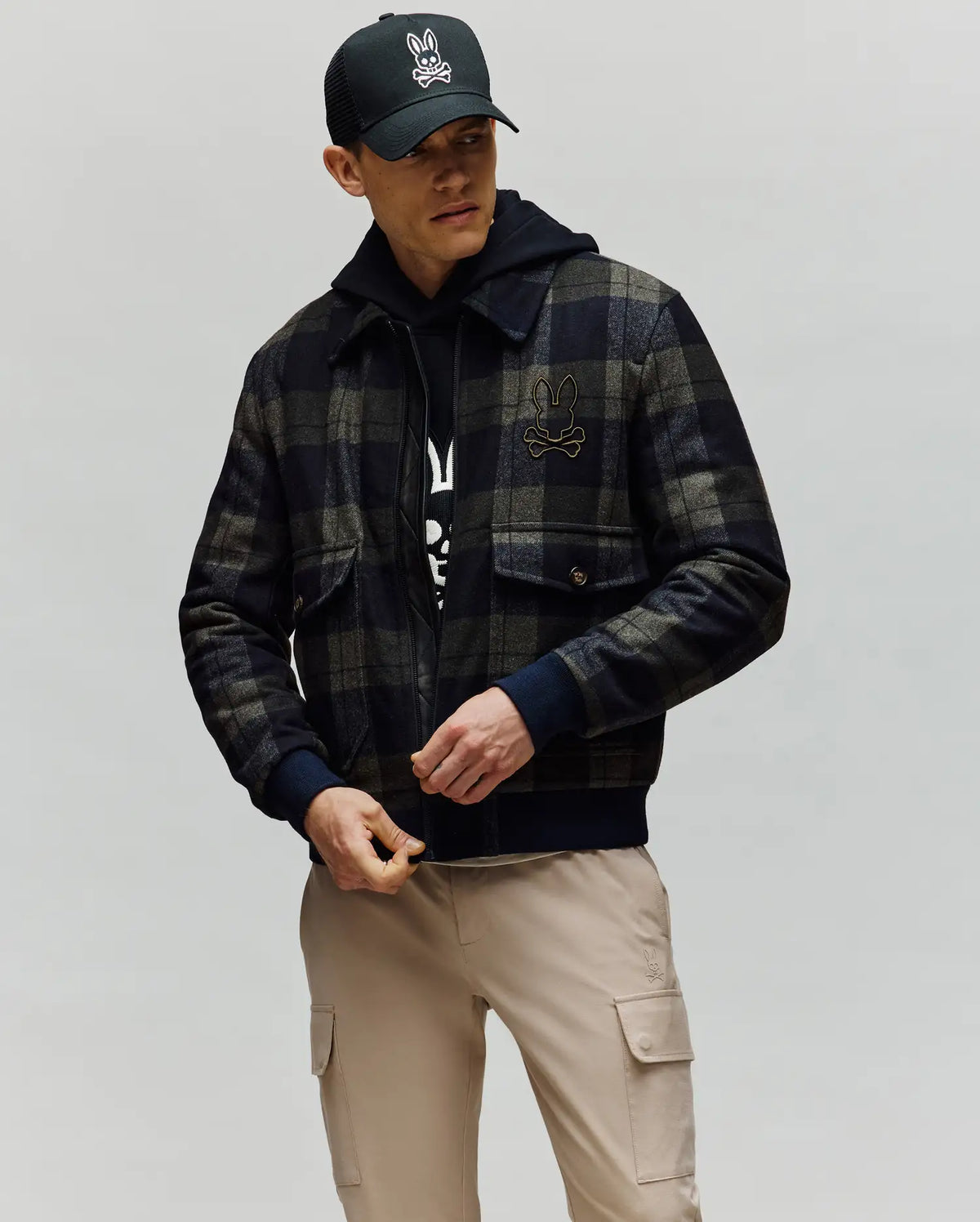 MENS GAVIN PLAID BOMBER JACKET - MO1100014