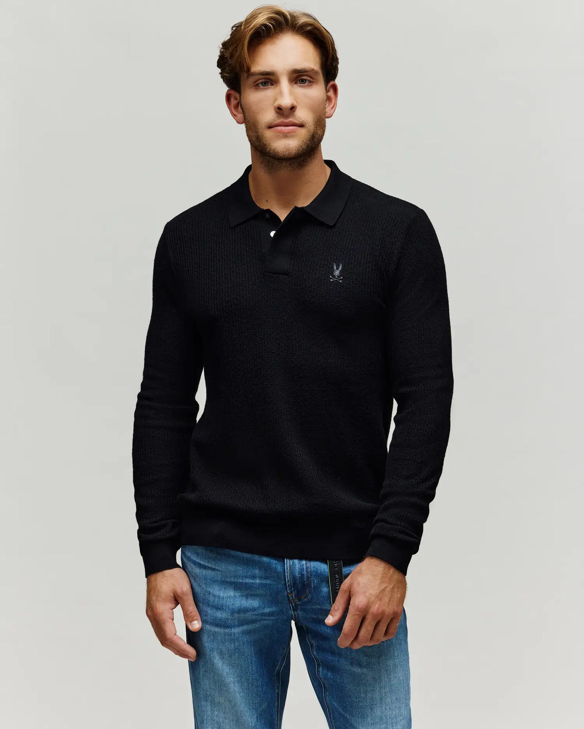 MENS ROMAN LONG SLEEVE KNIT POLO - MT0100153