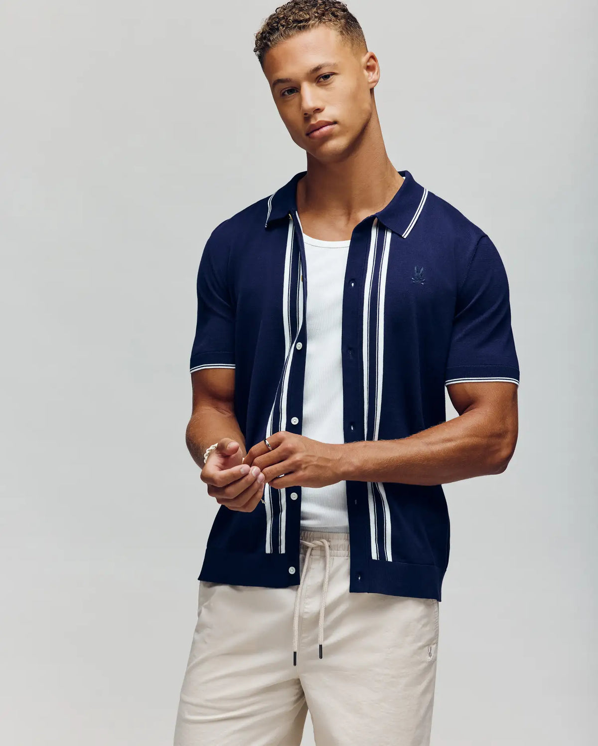 MENS PATRICE BORDER STRIPE KNIT SHIRT - MT0400054