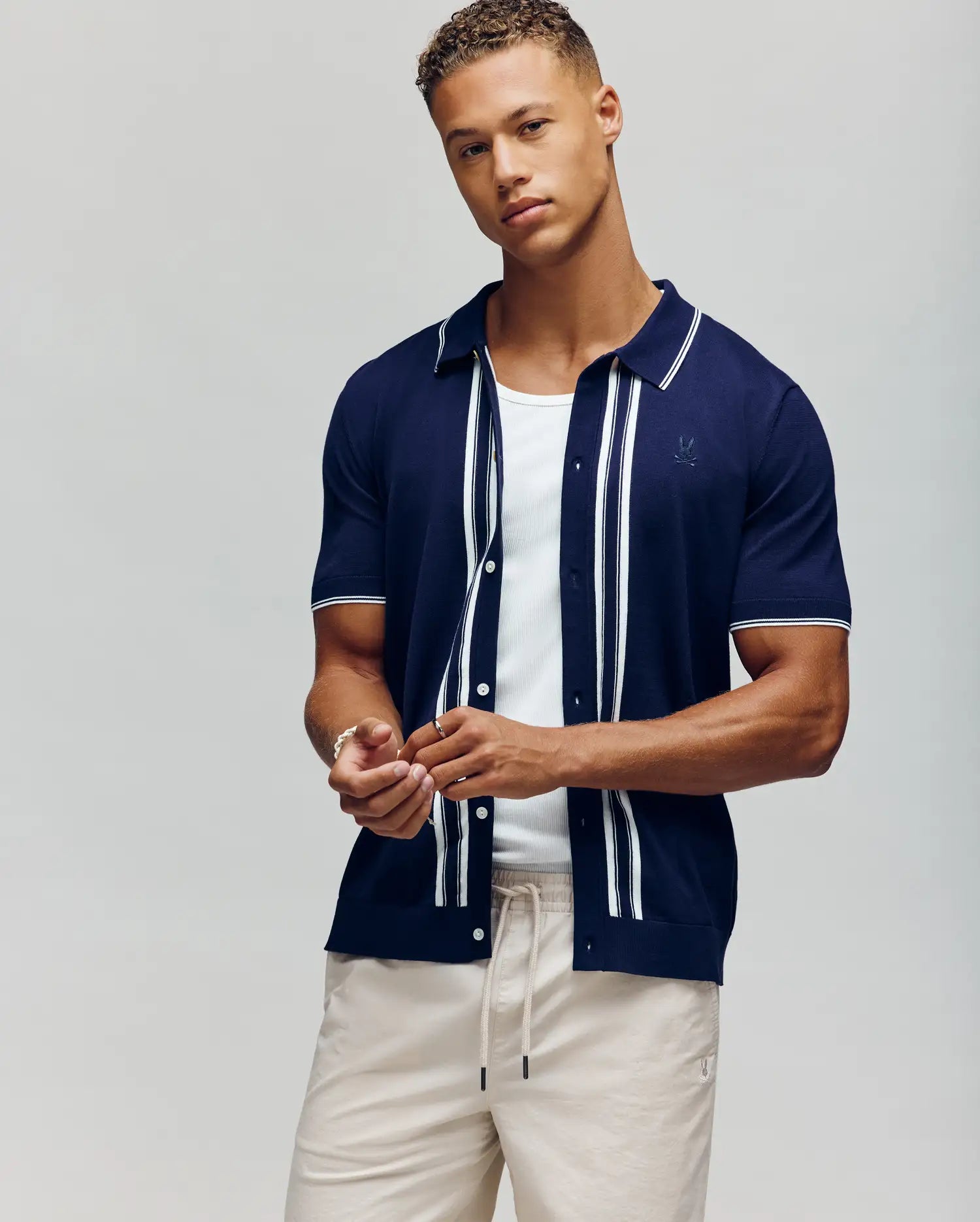 MENS PATRICE BORDER STRIPE KNIT SHIRT - MT0400054