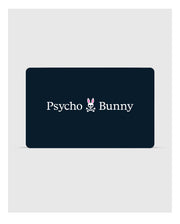 A stylish rectangular black card showcases the "Psycho Bunny" brand in sharp white lettering, accompanied by a logo featuring a bunny head with skull and crossbones beneath it. This Psycho Bunny Digital Gift Card is an ideal choice for fashionable gifts—redeem during checkout to enhance your shopping journey.