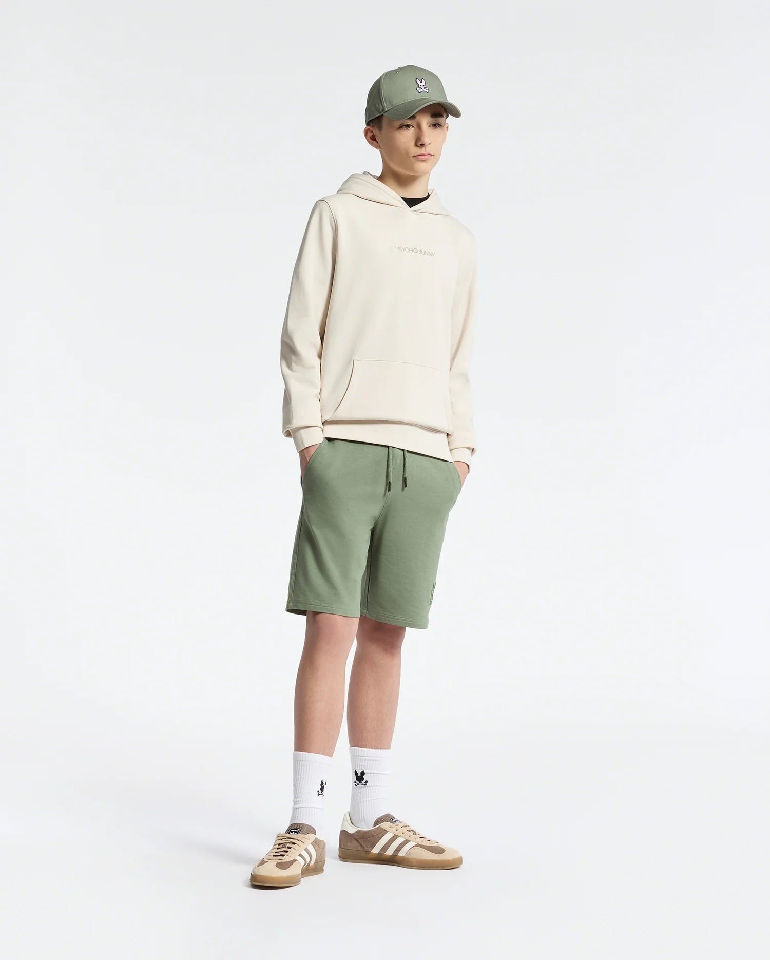 Teen | Kids' Nora Classic French Terry Hoodie in white by Psycho Bunny, featuring a cozy fit, minimalist design, and embroidered logo for a timeless, stylish look.