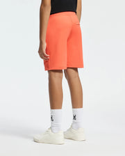 Kids | Kids' Levanzo French Terry Sweatshort in hot coral by Psycho Bunny, featuring a comfortable fit, soft fabric, and embroidered logo for a casual, stylish look.