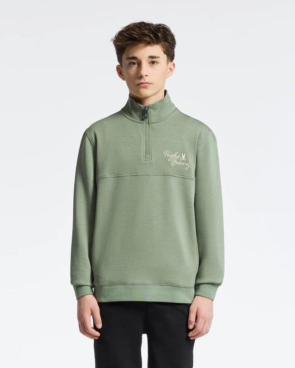 Teen | Kids' Desert 1/4 Mock Zip by Psycho Bunny, featuring a sleek design with an embroidered logo for a modern, stylish look.