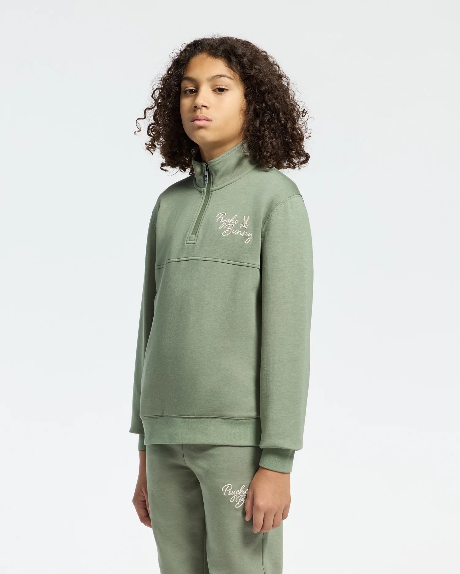 Kids | Kids' Desert 1/4 Mock Zip by Psycho Bunny, featuring a sleek design with an embroidered logo for a modern, stylish look.
