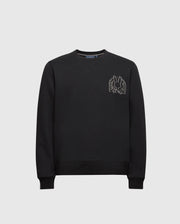 The Kids Melbourne Classic Crewneck Sweatshirt by Psycho Bunny, crafted from a soft stretch Modal blend, features a minimalist look with an embroidered design of two hands framing a dove on the upper left side, providing both comfort and elegance.