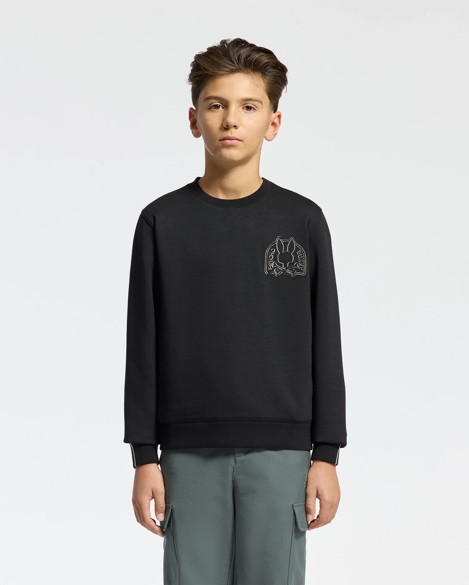 Kids | Kids' Melbourne Classic Crewneck Sweatshirt by Psycho Bunny, featuring an embroidered logo for a cozy, stylish look.