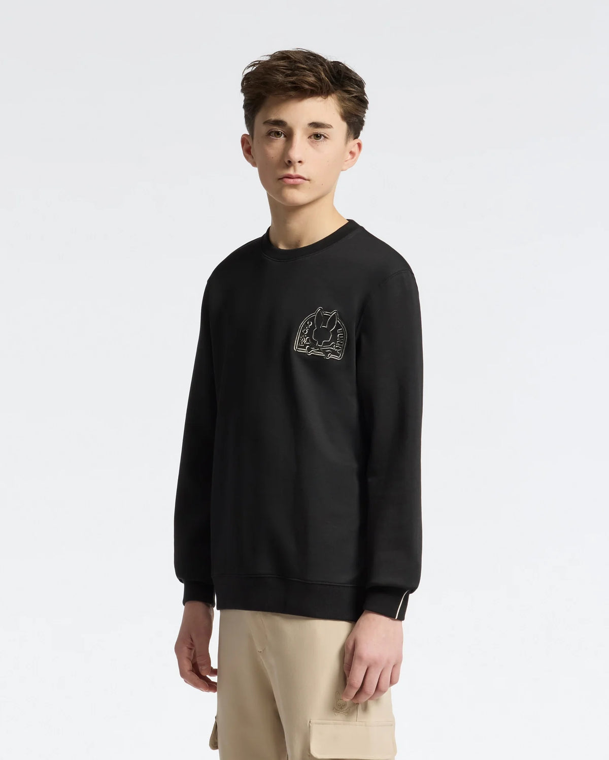 Teen | Kids' Melbourne Classic Crewneck Sweatshirt by Psycho Bunny, featuring an embroidered logo for a cozy, stylish look.