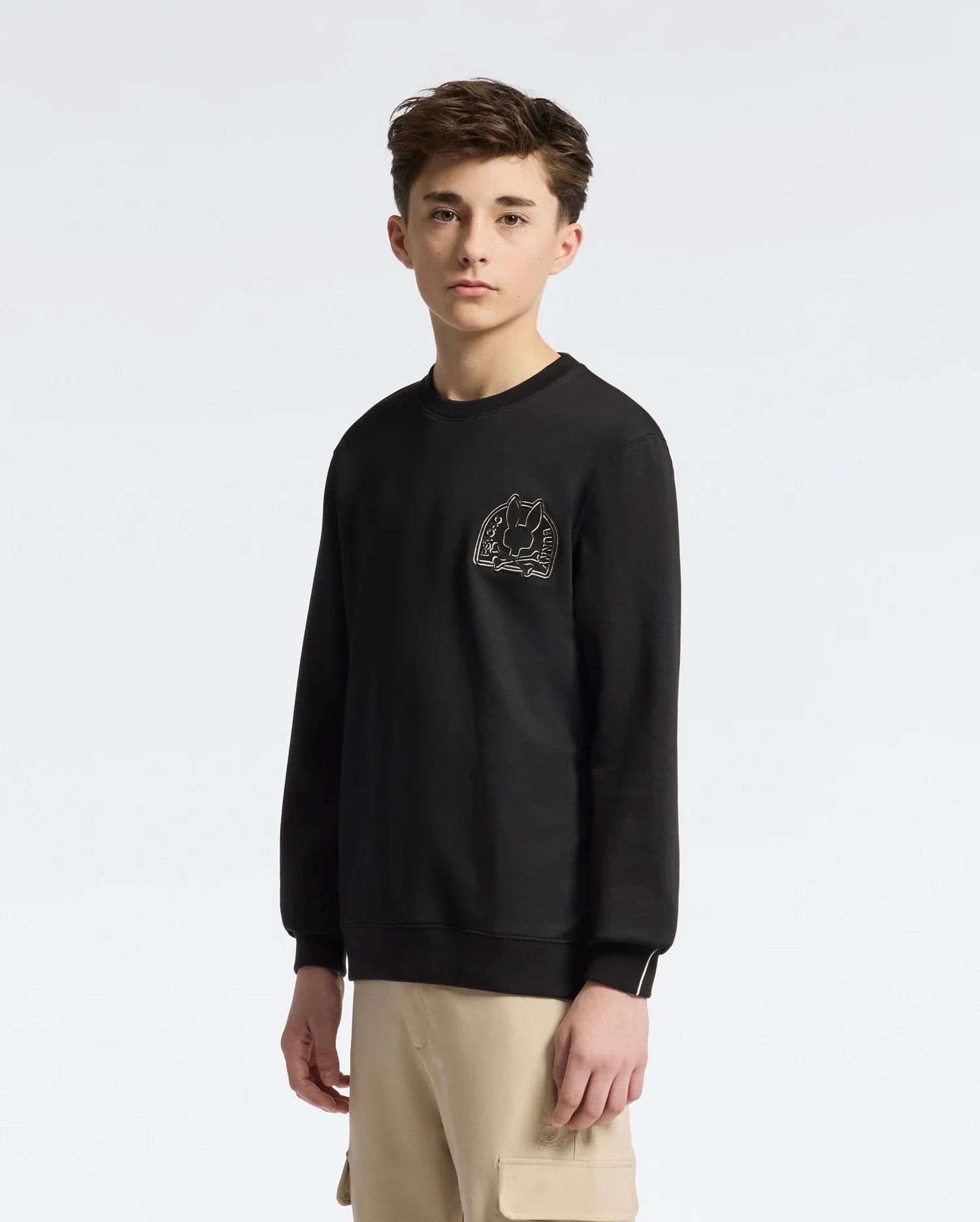 Teen | Kids' Melbourne Classic Crewneck Sweatshirt by Psycho Bunny, featuring an embroidered logo for a cozy, stylish look.