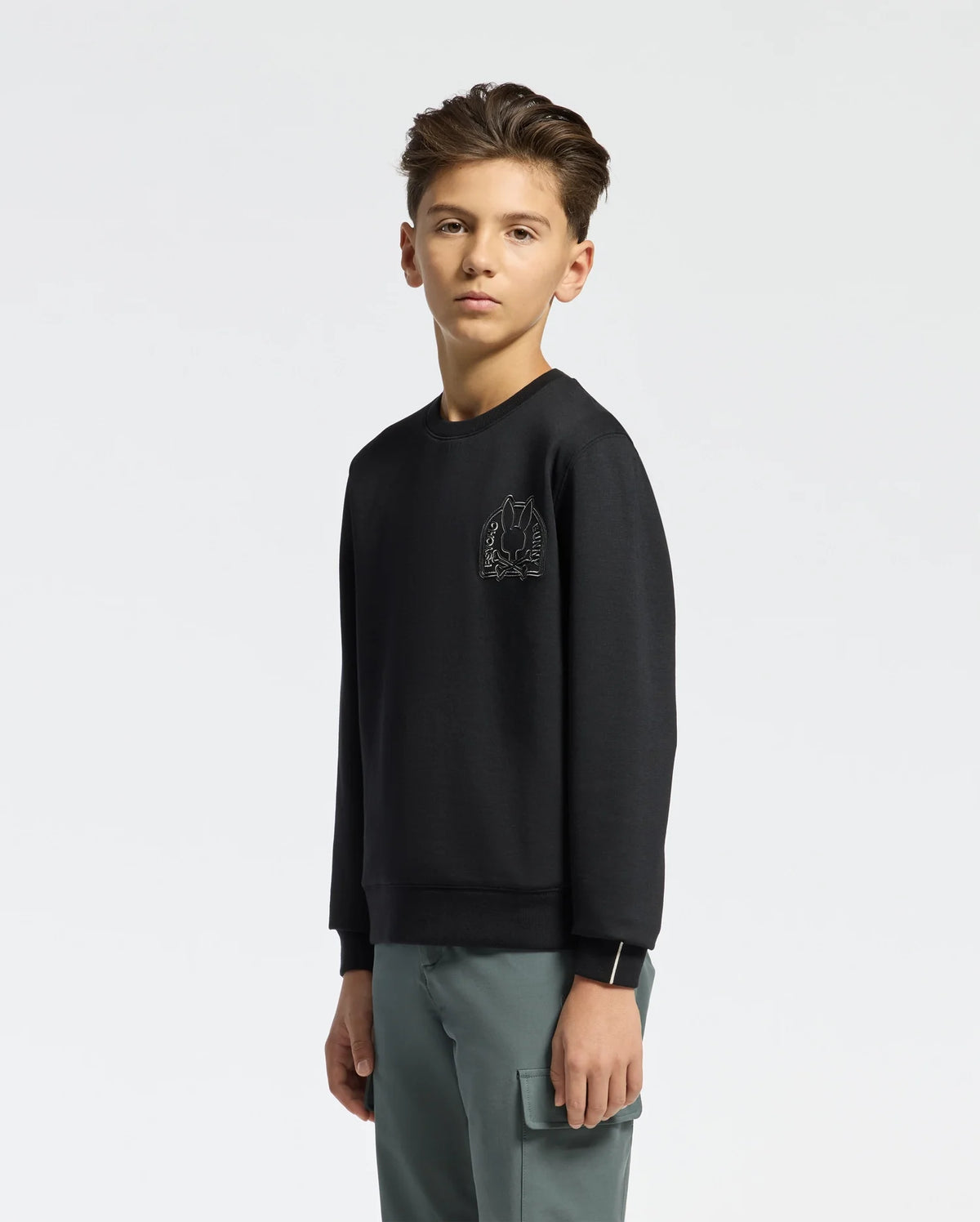 Kids | Kids' Melbourne Classic Crewneck Sweatshirt by Psycho Bunny, featuring an embroidered logo for a cozy, stylish look.