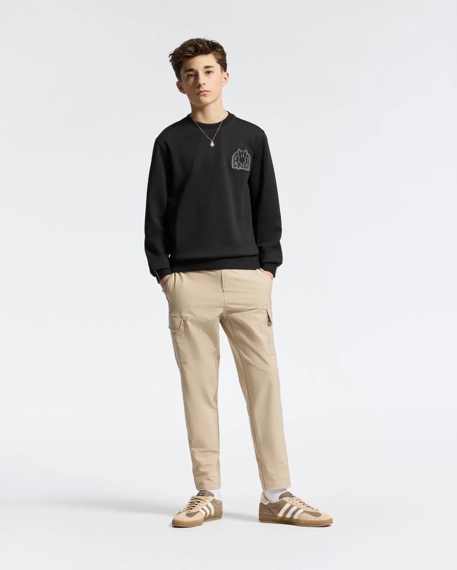 Teen | Kids' Melbourne Classic Crewneck Sweatshirt by Psycho Bunny, featuring an embroidered logo for a cozy, stylish look.