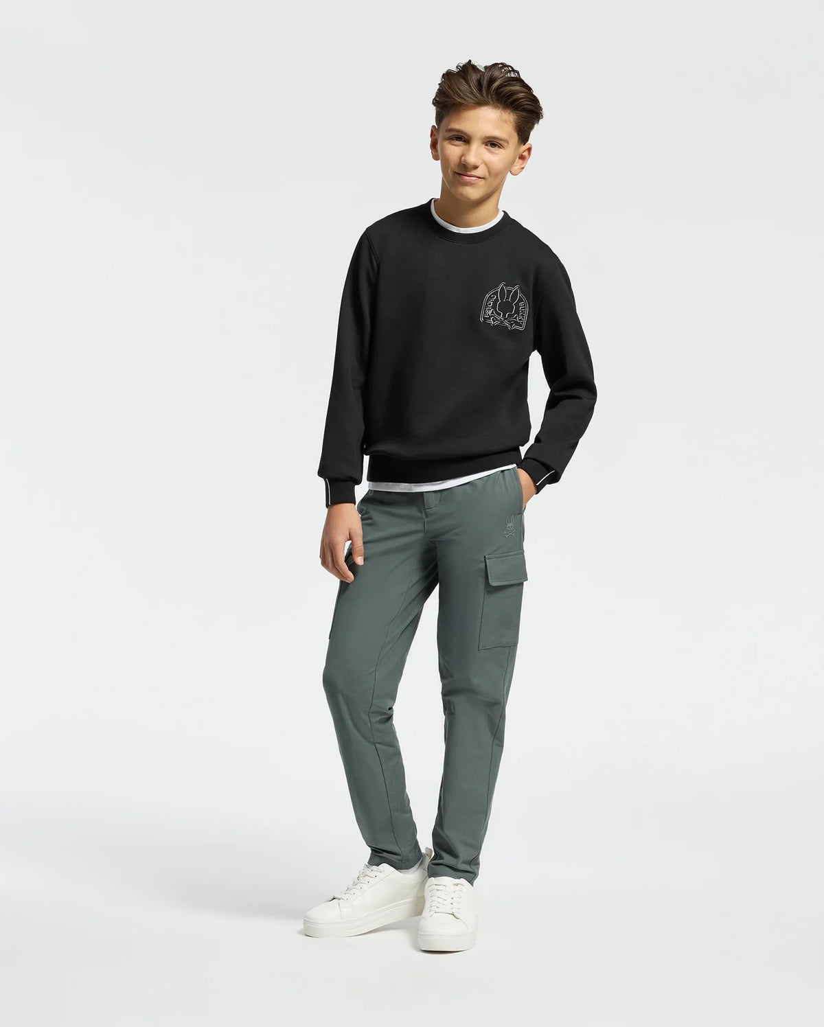 Kids | Kids' Melbourne Classic Crewneck Sweatshirt by Psycho Bunny, featuring an embroidered logo for a cozy, stylish look.