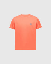 The KIDS CLASSIC CREW NECK TEE - B0U014F200 by Psycho Bunny is a soft Pima cotton T-shirt. It features a small embroidered cartoon bunny logo on the left chest in plain orange, perfectly contrasting its light gray background.