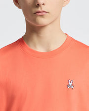 Teen | Kids' Classic Crew Neck Tee in hot coral by Psycho Bunny, featuring a soft cotton design and embroidered logo for a bold, stylish look.