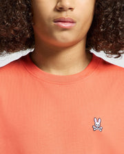 Kids | Kids' Classic Crew Neck Tee in hot coral by Psycho Bunny, featuring a soft cotton design and embroidered logo for a bold, stylish look.