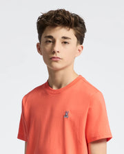 Teen | Kids' Classic Crew Neck Tee in hot coral by Psycho Bunny, featuring a soft cotton design and embroidered logo for a bold, stylish look.