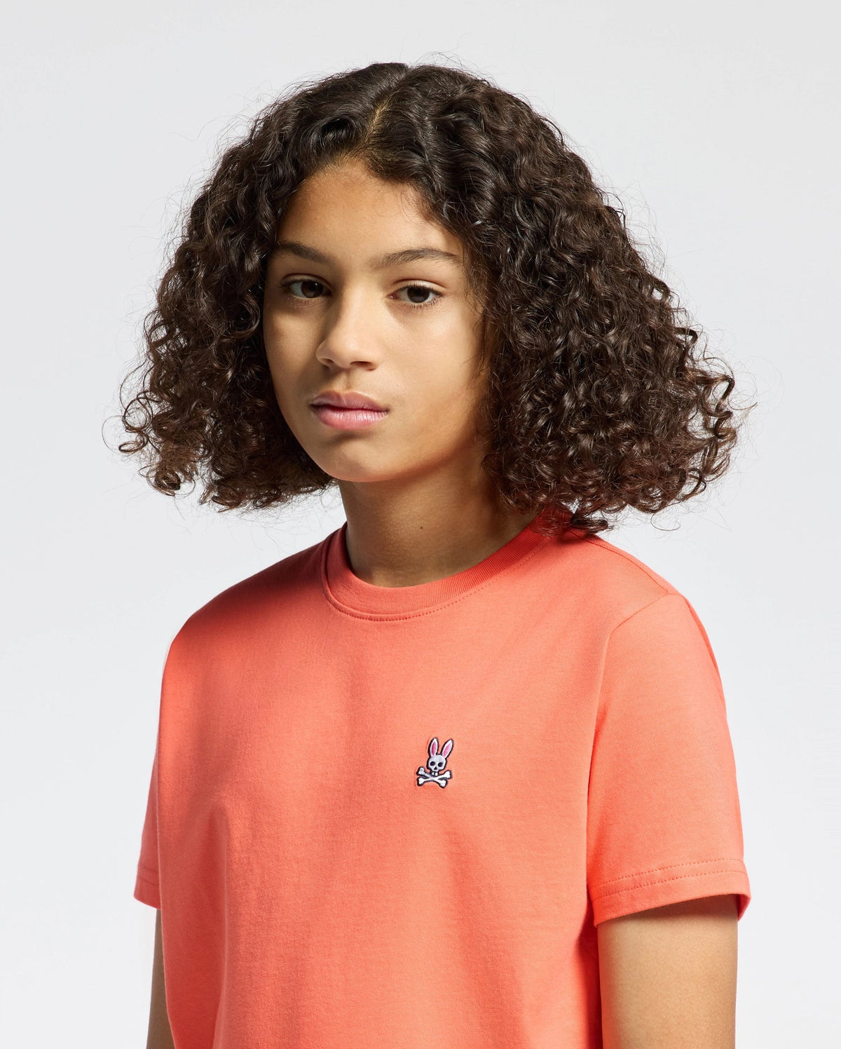 Kids | Kids' Classic Crew Neck Tee in hot coral by Psycho Bunny, featuring a soft cotton design and embroidered logo for a bold, stylish look.