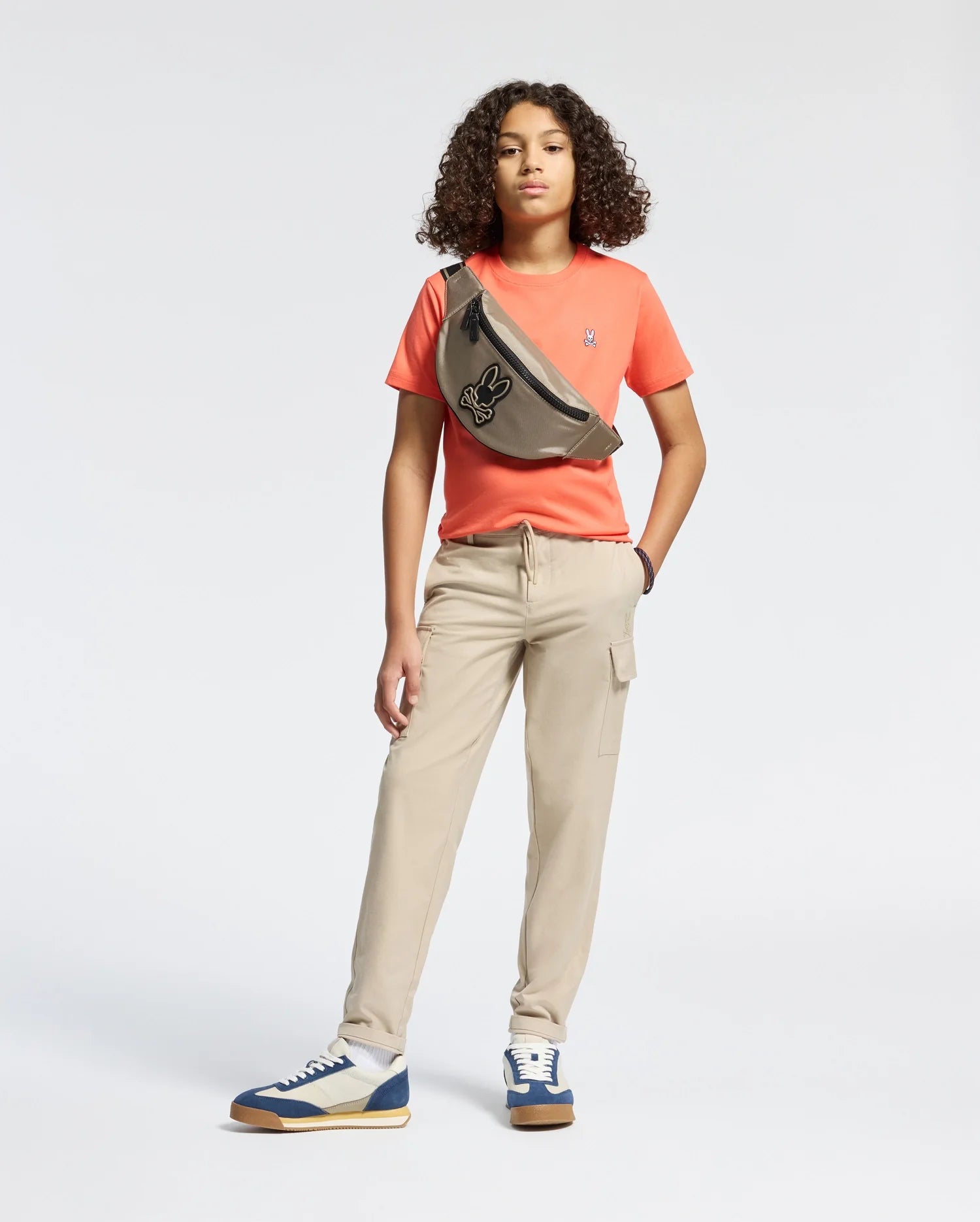 Kids | Kids' Classic Crew Neck Tee in hot coral by Psycho Bunny, featuring a soft cotton design and embroidered logo for a bold, stylish look.