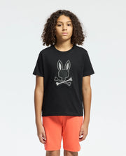Kids | Kids' New Castle Embroidered Graphic Tee by Psycho Bunny, featuring a bold embroidered logo on soft cotton for a stylish and comfortable fit.