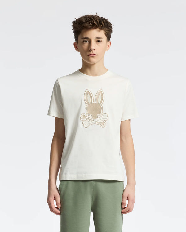 Teen | Kids' New Castle Embroidered Graphic Tee by Psycho Bunny, featuring a bold embroidered logo on soft cotton for a stylish and comfortable fit.