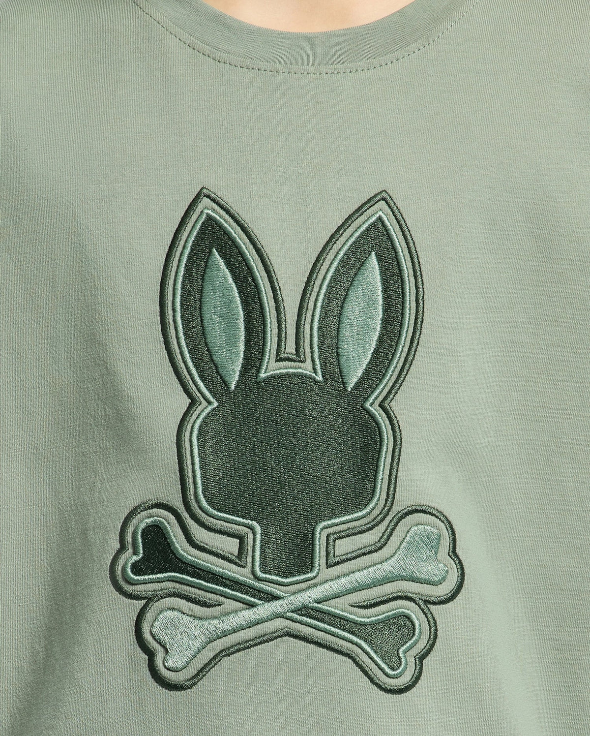 Kids | Kids' New Castle Embroidered Graphic Tee in green by Psycho Bunny, featuring a bold embroidered logo for a stylish, standout look.