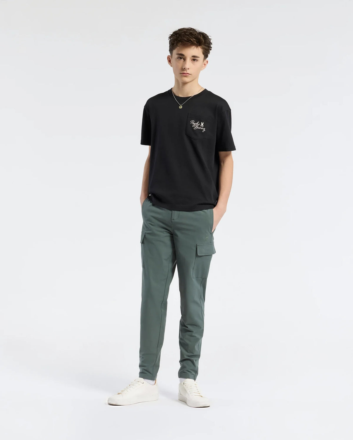 Teen | Kids' Desert Oversized Pocket Tee by Psycho Bunny, featuring a relaxed fit, chest pocket, and embroidered logo for a casual, stylish look.