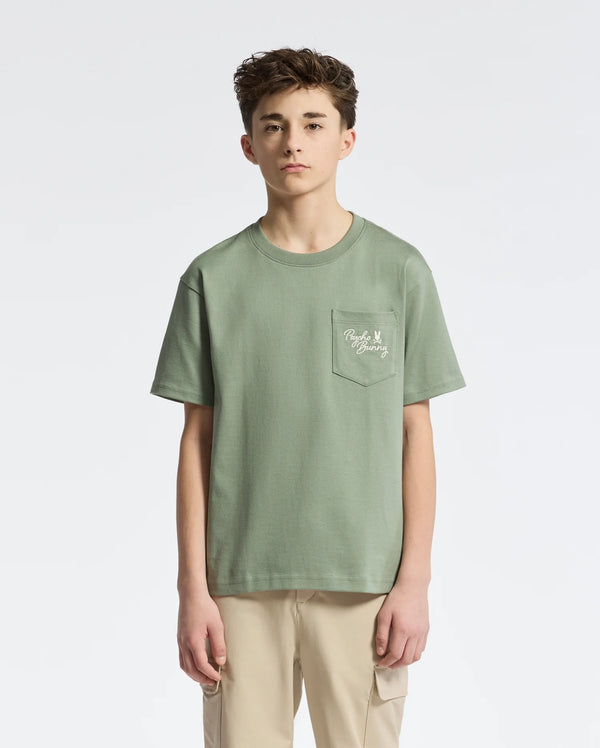 Teen | Kids' Desert Oversized Pocket Tee by Psycho Bunny, featuring a relaxed fit, chest pocket, and embroidered logo for a casual, stylish look.
