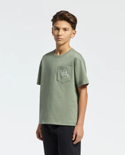 Kids | Kids' Desert Oversized Pocket Tee by Psycho Bunny, featuring a relaxed fit, chest pocket, and embroidered logo for a casual, stylish look.