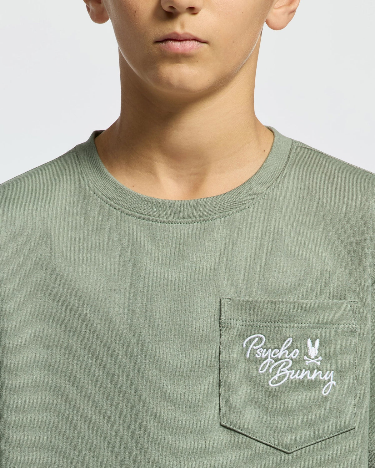 Kids | Kids' Desert Oversized Pocket Tee by Psycho Bunny, featuring a relaxed fit, chest pocket, and embroidered logo for a casual, stylish look.
