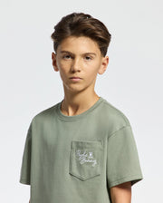 Kids | Kids' Desert Oversized Pocket Tee by Psycho Bunny, featuring a relaxed fit, chest pocket, and embroidered logo for a casual, stylish look.