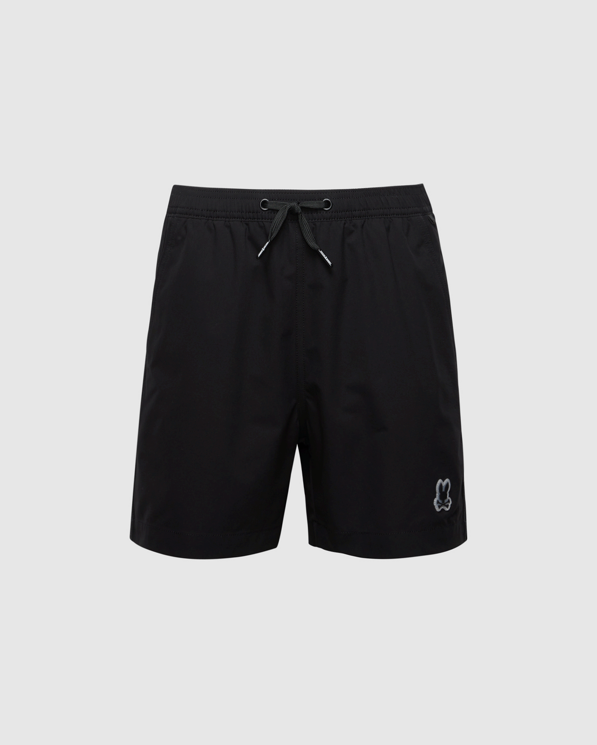 Psycho Bunny's KIDS SAMOS HYDROCHROMIC SWIM TRUNK B0W453F200 offers black men's swim trunks with a drawstring waist, subtle embroidered logo near the hem, and quick-dry fabric for ultimate comfort.