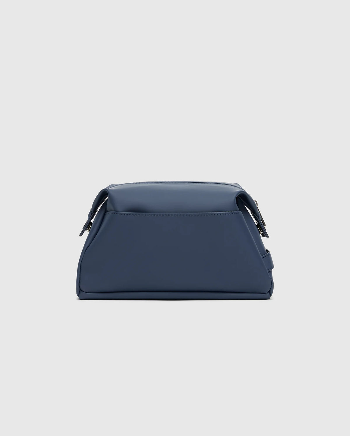 The Psycho Bunny Mens Toiletry Kit, B6A636F200, features a structured design in blue leather with silver hardware accents against a light gray background, perfect for organizing essentials on the go.
