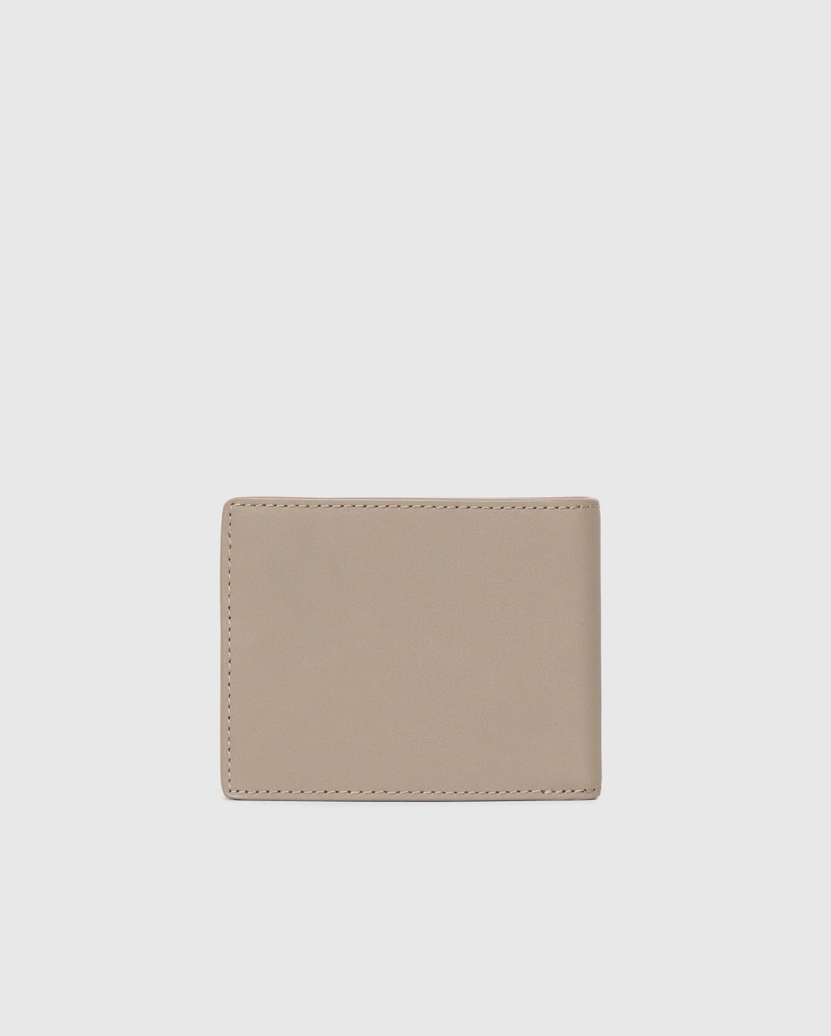 The Psycho Bunny Men's Leather Wallet (B6A868D200) is showcased closed against a simple white background, highlighting its minimalist design and craftsmanship with visible stitching neatly outlining the edges.