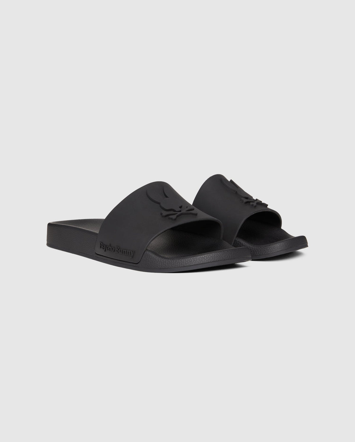 front view of bunny logo slides in black